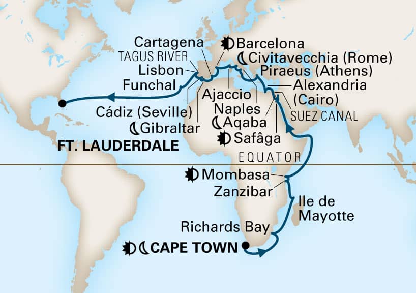 carte Tour du Monde, 46 jours