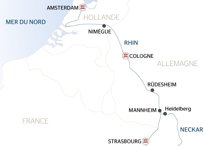 carte La Hollande et la vallée du Rhin romantique (formule port/port), 7 jours - AST_PP