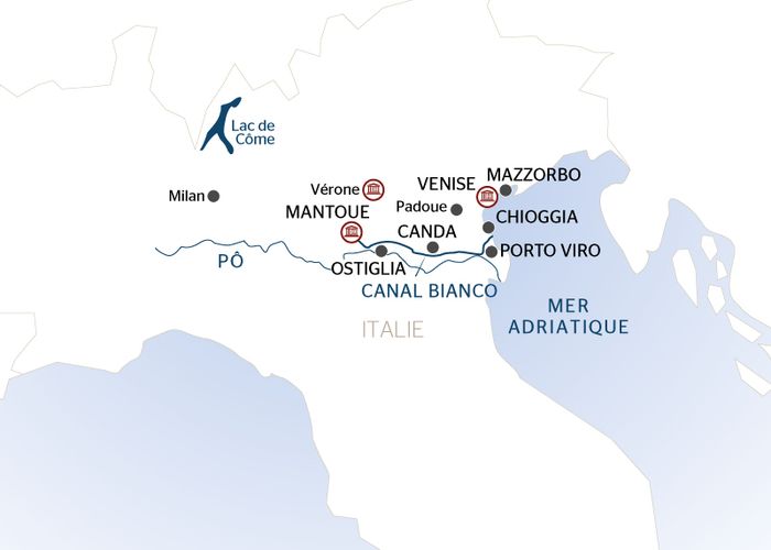 carte Croisière de Venise, la cité des Doges à Mantoue, bijou de la Renaissance& Milan et le lac de Côme (formule port-port), 9 jours - VMM_PP