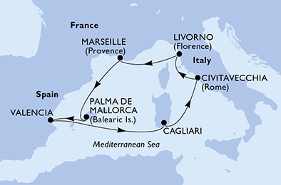 carte Méditerranée, 8 jours