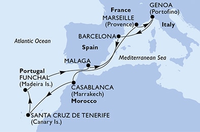 carte Méditerranée, 12 jours
