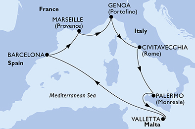 carte Méditerranée, 8 jours