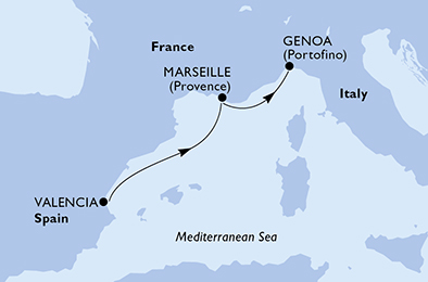 carte Méditerranée, 3 jours