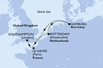 carte Europe du Nord, 7 jours