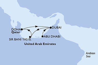 carte Dubai et les Emirats, 6 jours