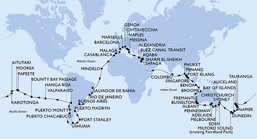 carte Tour du Monde, 117 jours