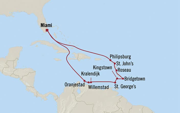 carte Etats-Unis, Aruba, Curaçao, Pays-Bas caribéens, Grenade – 15 jours