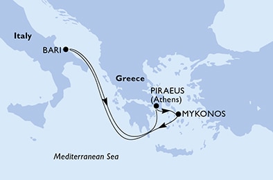 carte Méditerranée, 6 jours