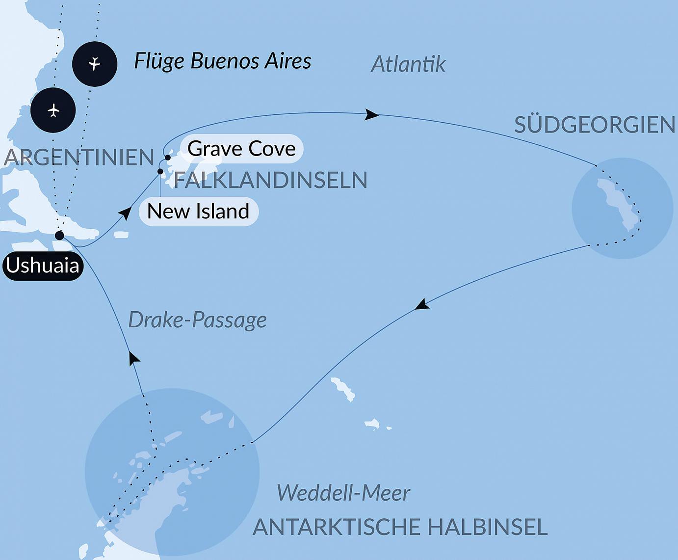 carte La grande boucle australe, 18 jours
