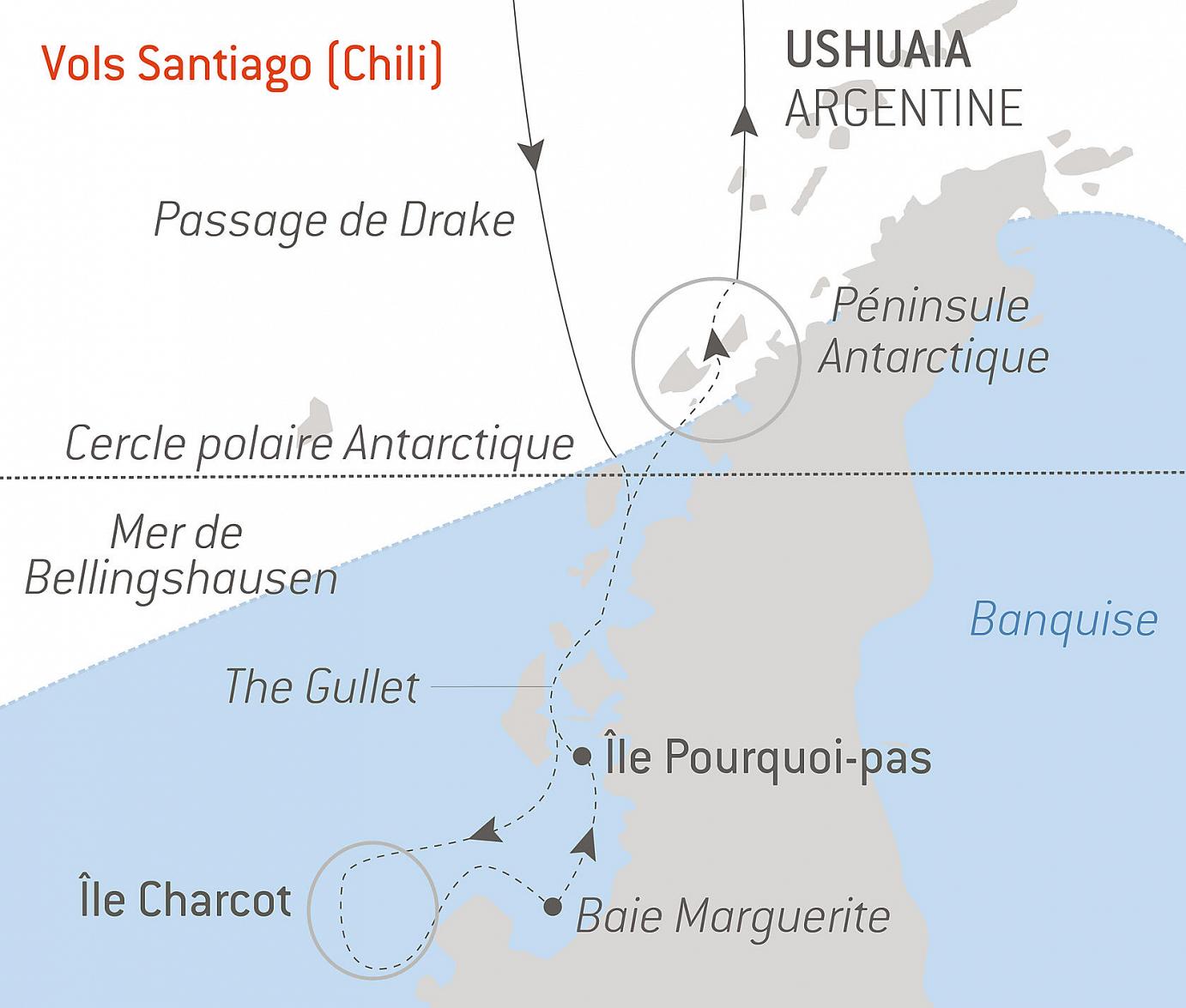 carte Dans le sillage de Jean-Baptiste Charcot, 15 jours