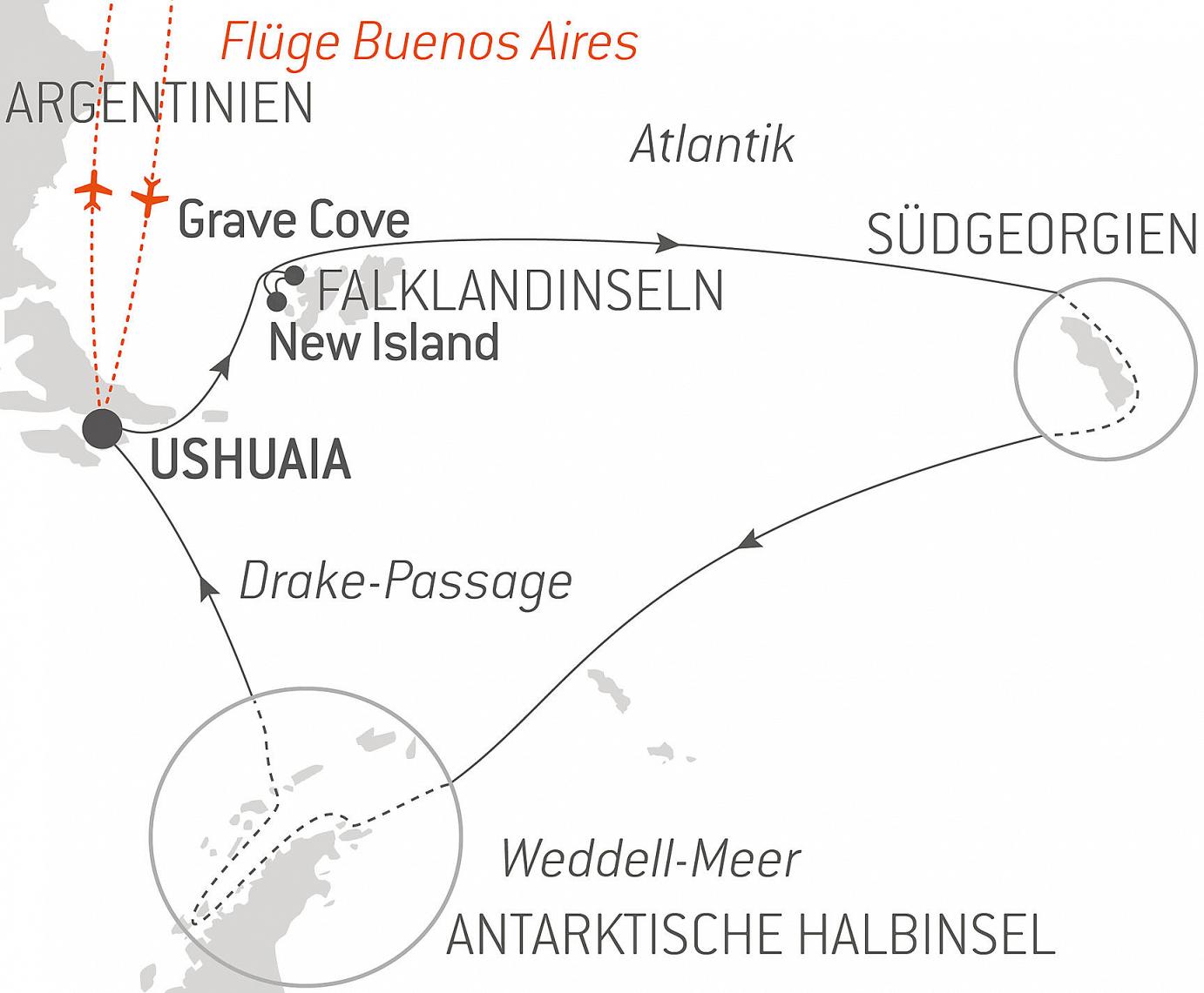 carte La grande boucle australe, 18 jours