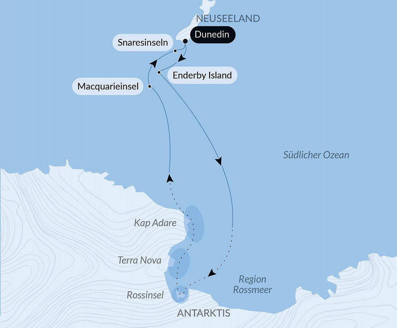 carte Expédition sur les traces de Scott et Shackleton, 22 jours