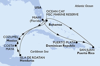 carte Caraïbes et Antilles, 15 jours