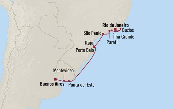 carte Brésil, Uruguay, Argentine – 13 jours