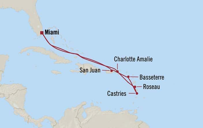 carte Etats-Unis, îles Vierges des Etats-Unis, Saint-Christophe-et-Niévès, Sainte-Lucie, République dominicaine – 11 jours