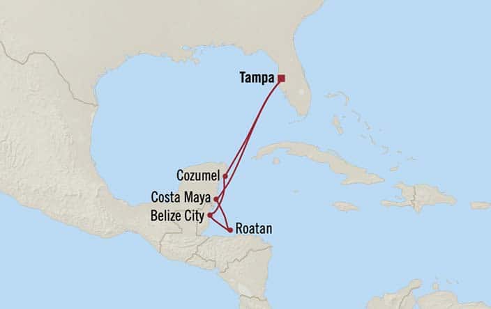 carte Etats-Unis, Mexique, Belize, Honduras - 8 jours