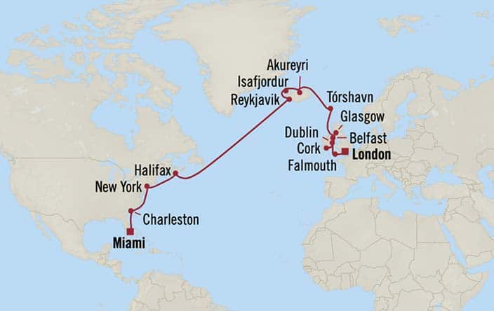 carte Etats-Unis, Canada, Islande, Féroé, Royaume-Uni – 23 jours