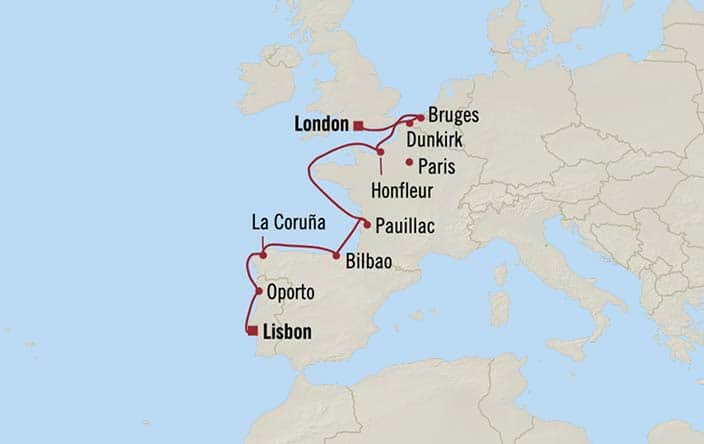 carte France, Portugal, Royaume-Uni, Belgique, Espagne – 11 jours
