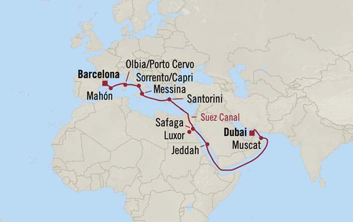 carte Mer Rouge et Océan Indien, 21 jours