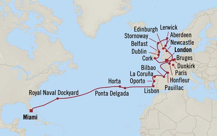 carte Royaume-Uni, Belgique, Espagne, Irlande, France – 34 jours