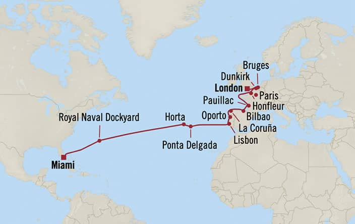 carte Royaume-Uni, Belgique, France, Espagne, Portugal – 23 jours