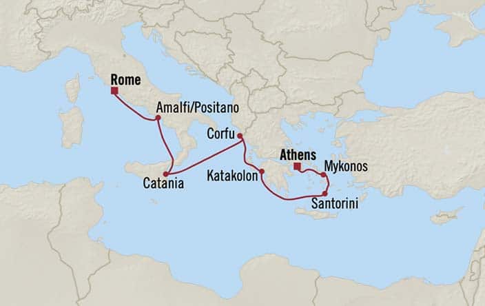 carte Grèce, Italie – 8 jours