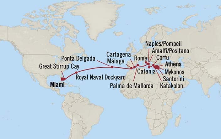 carte Grèce, Italie, Espagne, Portugal, Bermudes – 24 jours