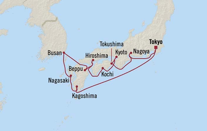 carte Japon, Corée du Sud – 13 jours