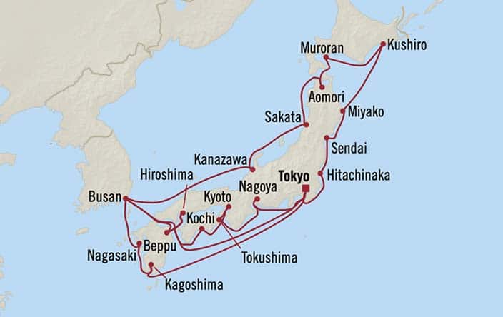 carte Japon, Corée du Sud – 25 jours