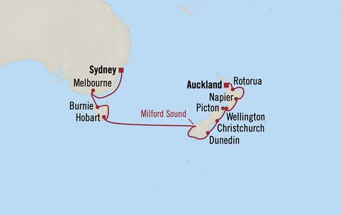 carte Nouvelle-Zélande, Australie – 16 jours