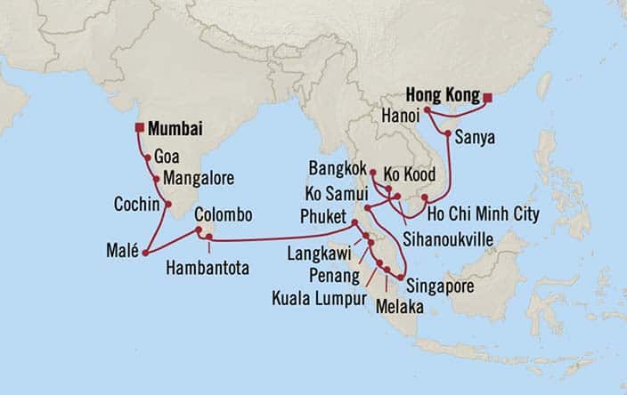 carte Inde, Maldives, Seychelles, Madagascar, France – 45 jours