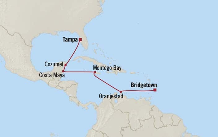 carte Etats-Unis, Mexique, Jamaïque, Aruba, Barbade – 10 jours