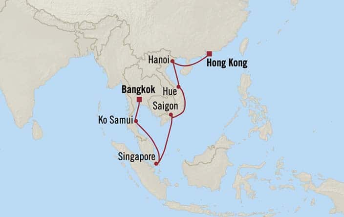 carte Chine, Viêt Nam, Singapour, Thaïlande – 16 jours