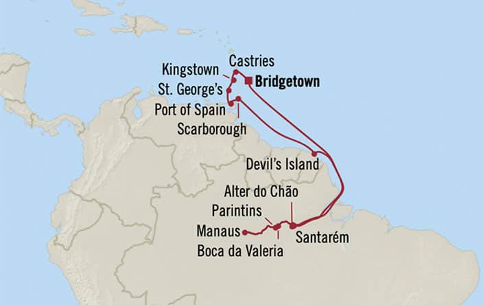 carte Barbade, Sainte-Lucie, Saint-Vincent-et-les-Grenadines, Grenade, Trinité-et-Tobago – 20 jours