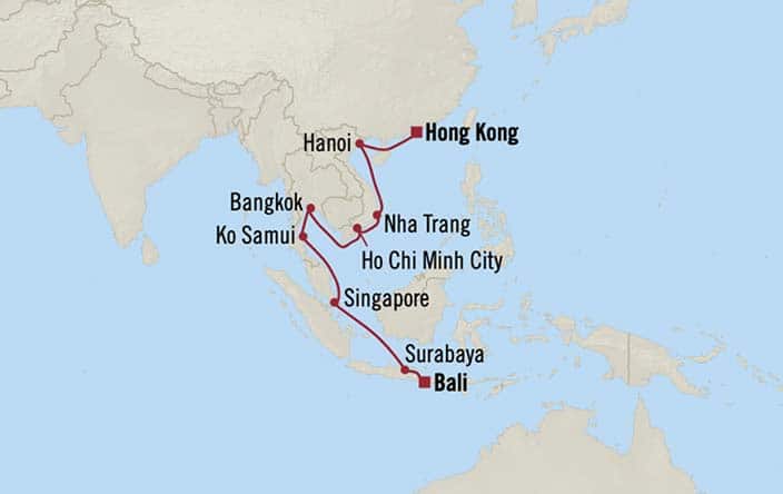 carte Indonésie, Singapour, Thaïlande, Viêt Nam, Chine – 19 jours