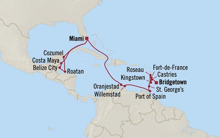 carte Barbade, Sainte-Lucie, France, République dominicaine, Saint-Vincent-et-les-Grenadines – 20 jours