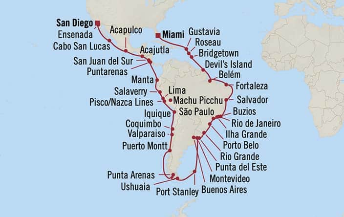 carte Brésil, Etats-Unis, Mexique, Salvador, Chili – 61 jours