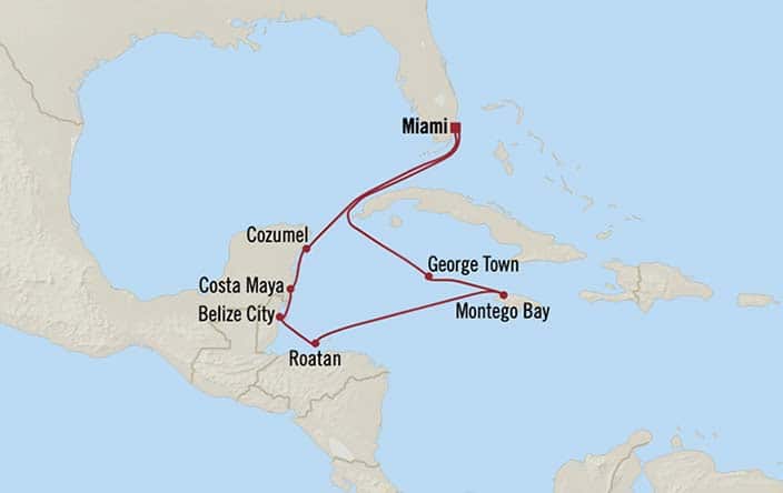 carte Etats-Unis, Caimans, Jamaïque, Honduras, Belize – 11 jours