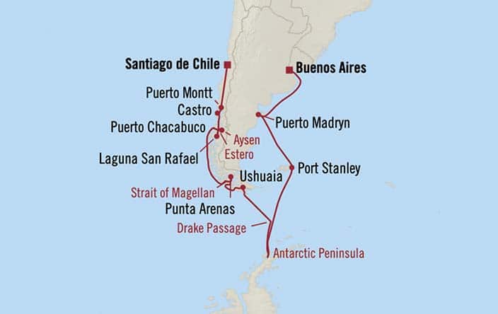 carte Chili, Argentine, îles Malouines – 21 jours