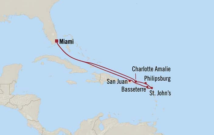 carte Etats-Unis, Porto Rico, Saint-Christophe-et-Niévès, Antigua-et-Barbuda, Saint Martin – 11 jours