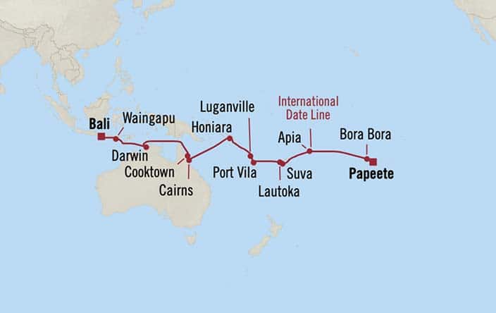 carte Australie, Indonésie, Salomon, Vanuatu, Samoa – 25 jours