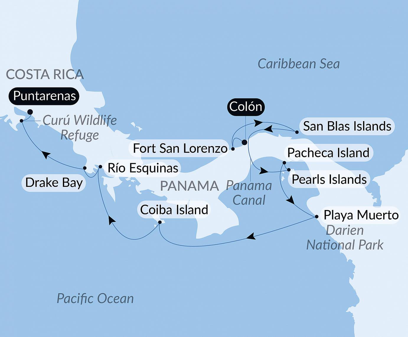 carte Secrets d'Amérique centrale, 11 jours