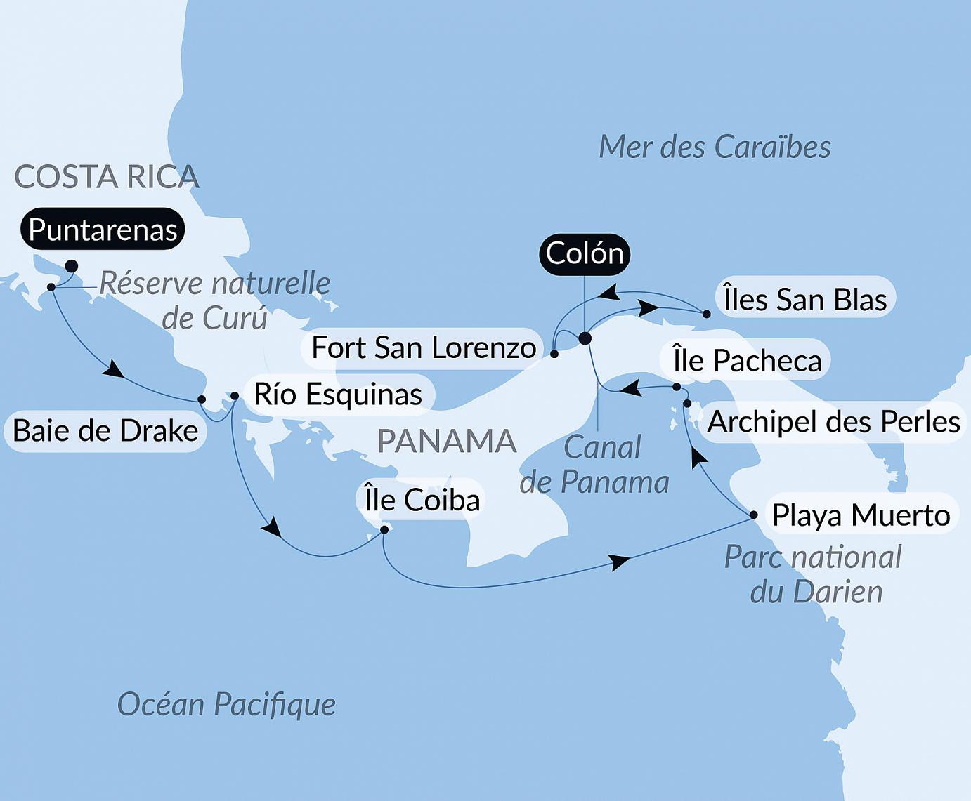 carte Secrets d'Amérique centrale, 11 jours