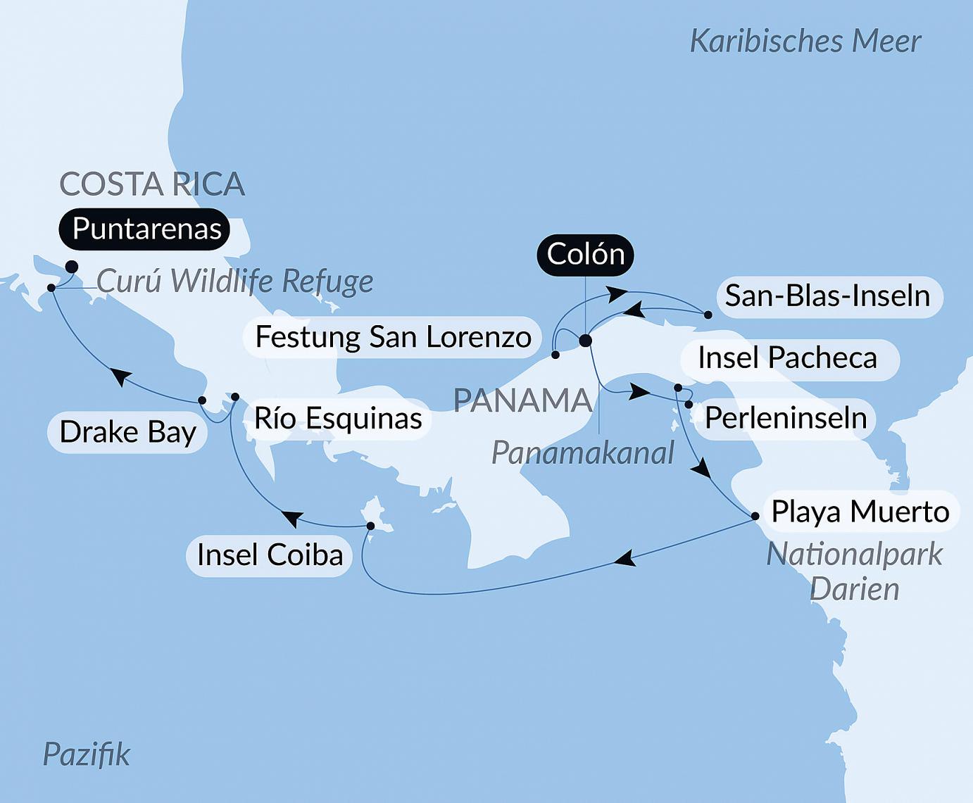 carte Secrets d'Amérique centrale, 11 jours