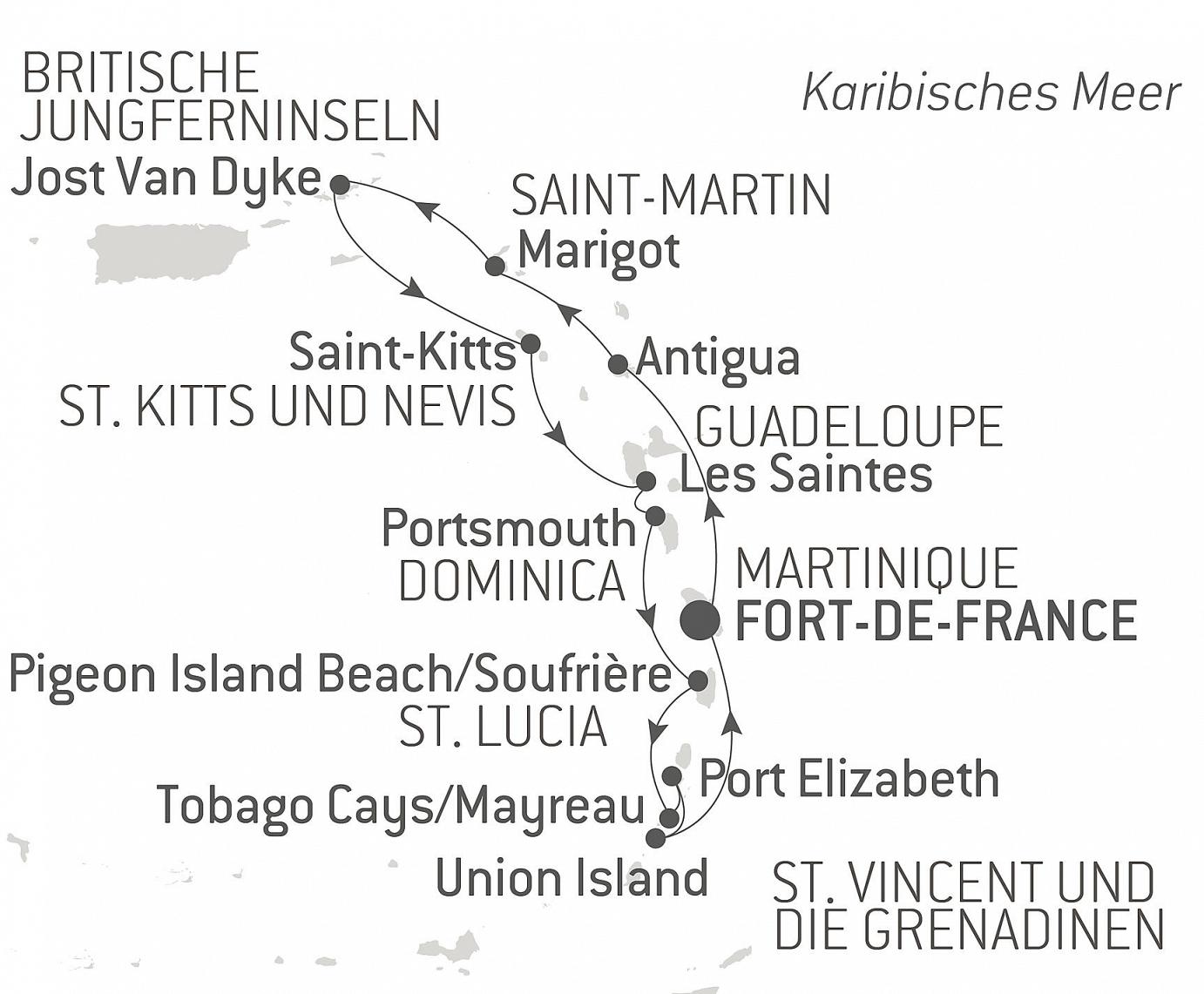 carte L'essentiel des Caraïbes, 13 jours