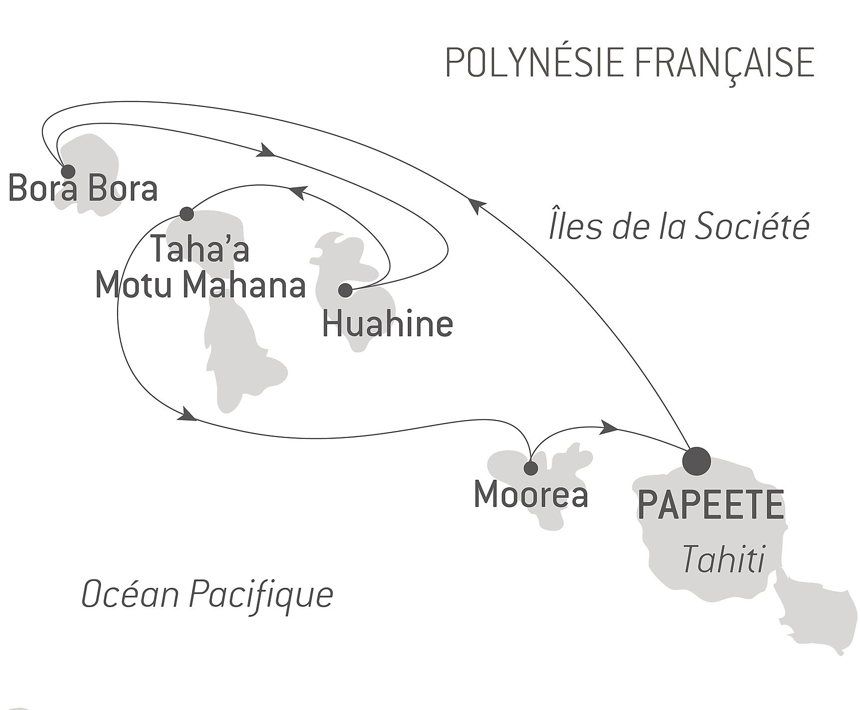 carte Tahiti et les îles de la Société, 8 jours