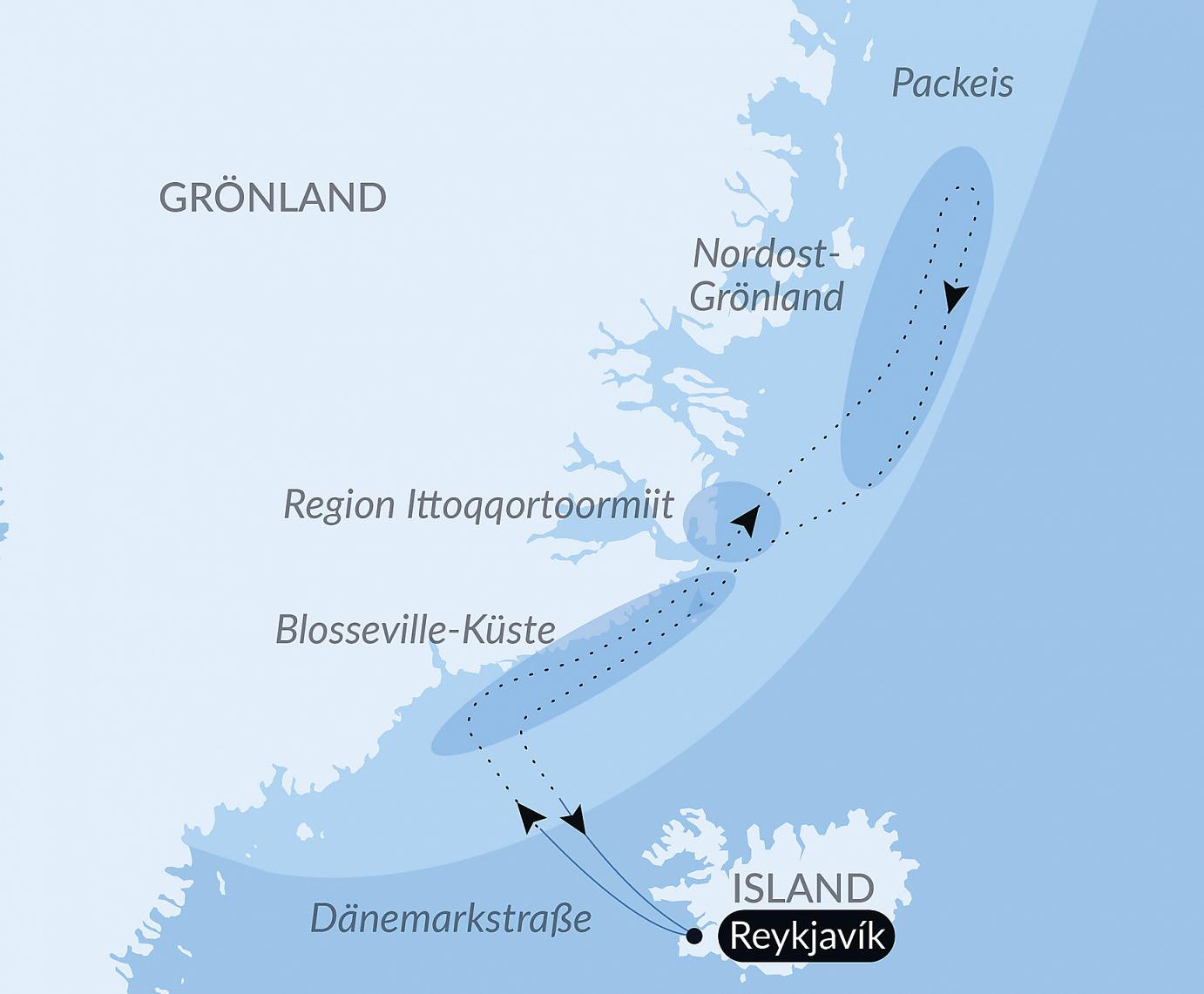 carte Banquise inexplorée du nord-est du Groenland, 15 jours