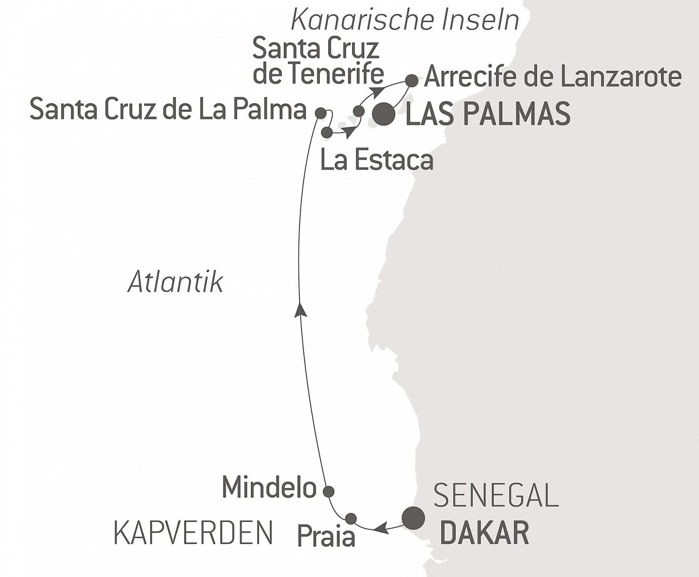 carte Entre volcans et océan, du Cap-Vert aux Canaries, 11 jours