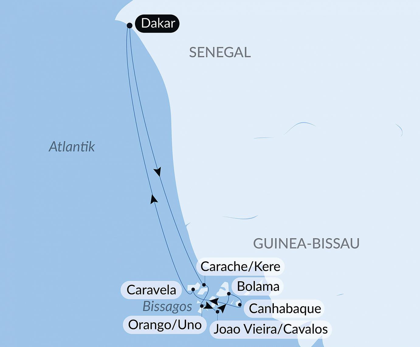 carte Aventure aux Bijagos, 9 jours