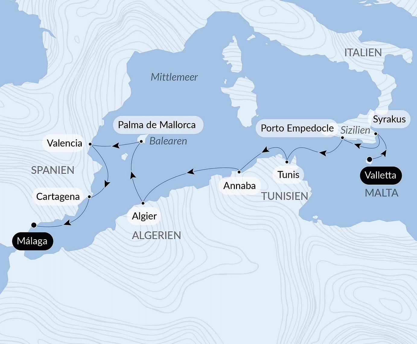 carte La grande Bleue, au fil des civilisations, 10 jours